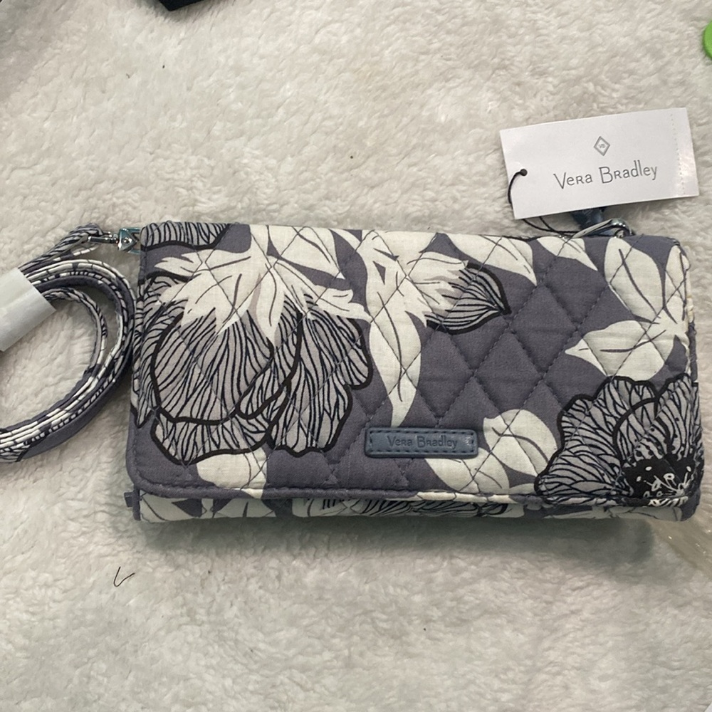 Vera Bradley RFID Wallet Crossbody, “Moon Shadow Meadow”